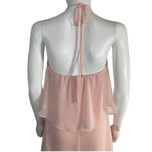 HYFVE Women’s Small Blush Pink Tiered Mini Dress Open Tie Back Coquette - Picture 7 of 10